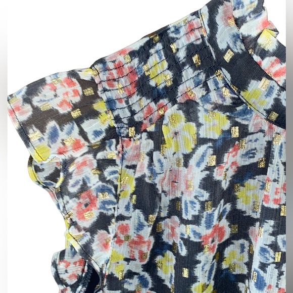 NWT LOFT Floral Smocked Ruffle Trim Top Size XS - Picture 9 of 13